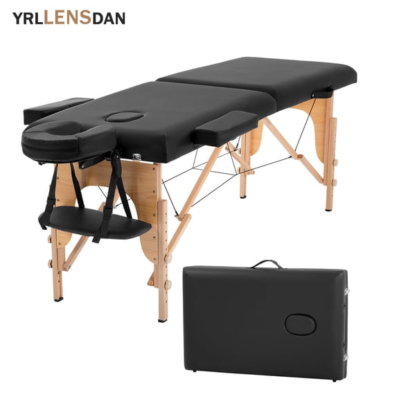 YRLLENSDAN 24*73in Portable Massage Table with Side Armrests Foldable Massage Bed for Physical Therapy Waxing Reiki Spa Lash Tattoo Facial Beauty,Black