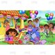 thumbnail image 1 of Fondo de fotografía de fiesta de Dora Explorer para niños, Fondo de fiesta de cumpleaños, bosque verde, mono, madera, pancarta de fotos, accesorios de decoración, 1 of 4