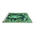 thumbnail image 2 of Ahgly Company Machine Washable Indoor Round Medallion Turquoise Blue French Area Rugs, 4' Round, 2 of 4
