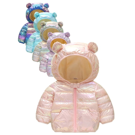 Kids Toddler Baby Boys Girls Winter Coat Bear Hooded Light Puffer Padded Jacket Windproof Outwear Snowsuit