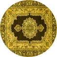 thumbnail image 1 of Ahgly Company Indoor Round Medallion Yellow Traditional Area Rugs, 7' Round, 1 of 4