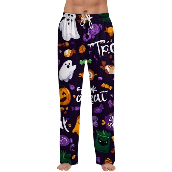 Satingcolo Mens Pajama Pants Funny Pajama Pants for Men Soft Halloween Printed Sleepwear Bottoms Novelty Sleep Lounge Pants