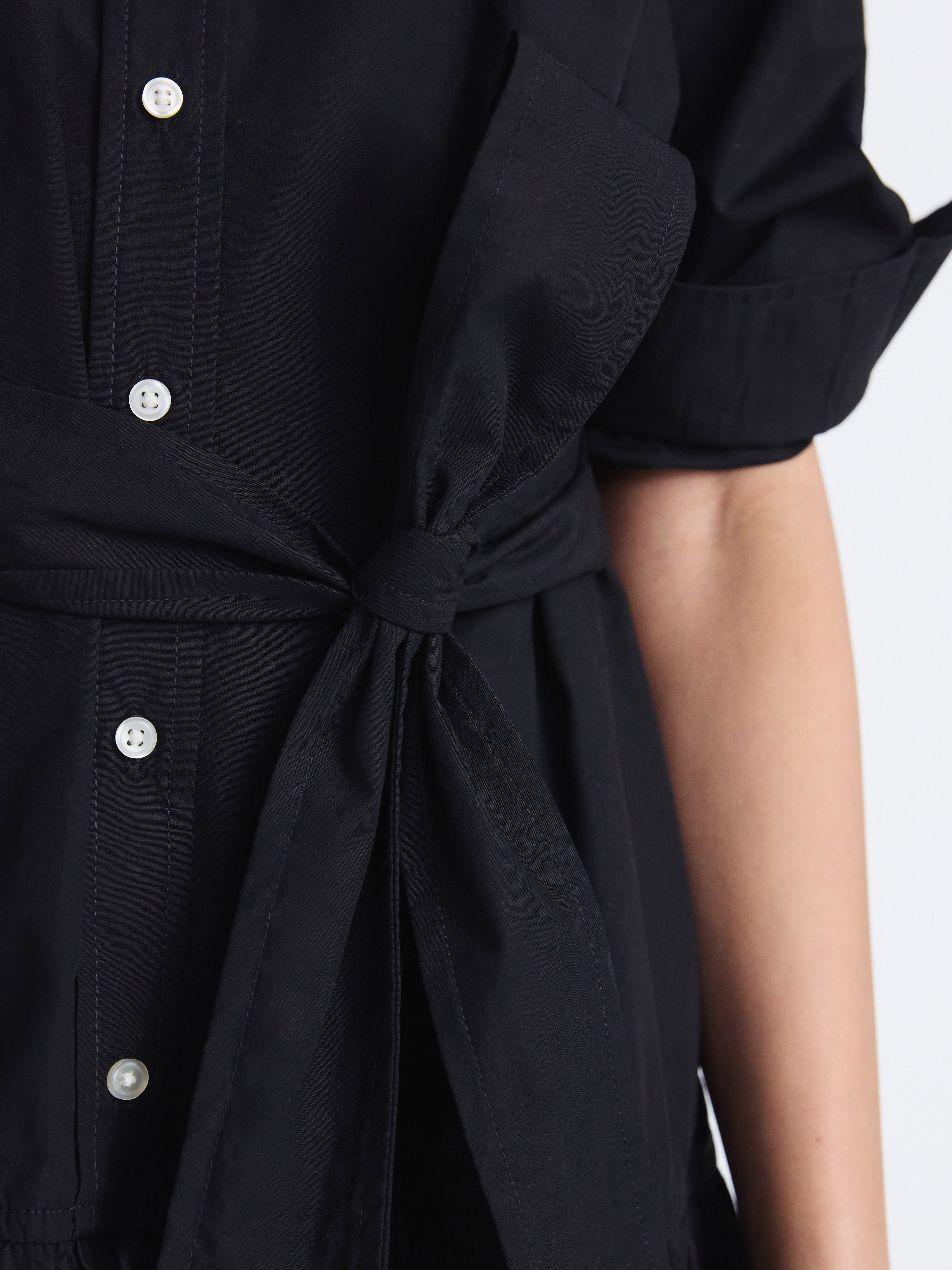 Free Assembly Women's Belted Bubble Hem Cotton Mini Dress with Long Sleeves, Sizes XS-XXL