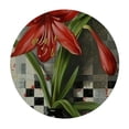 thumbnail image 4 of Acheng Spring Summer Red Lily Flower Red Flower Green Leaves Plants Patchwork Background Minimalist Round Tablecloth 42-46, 4 of 8