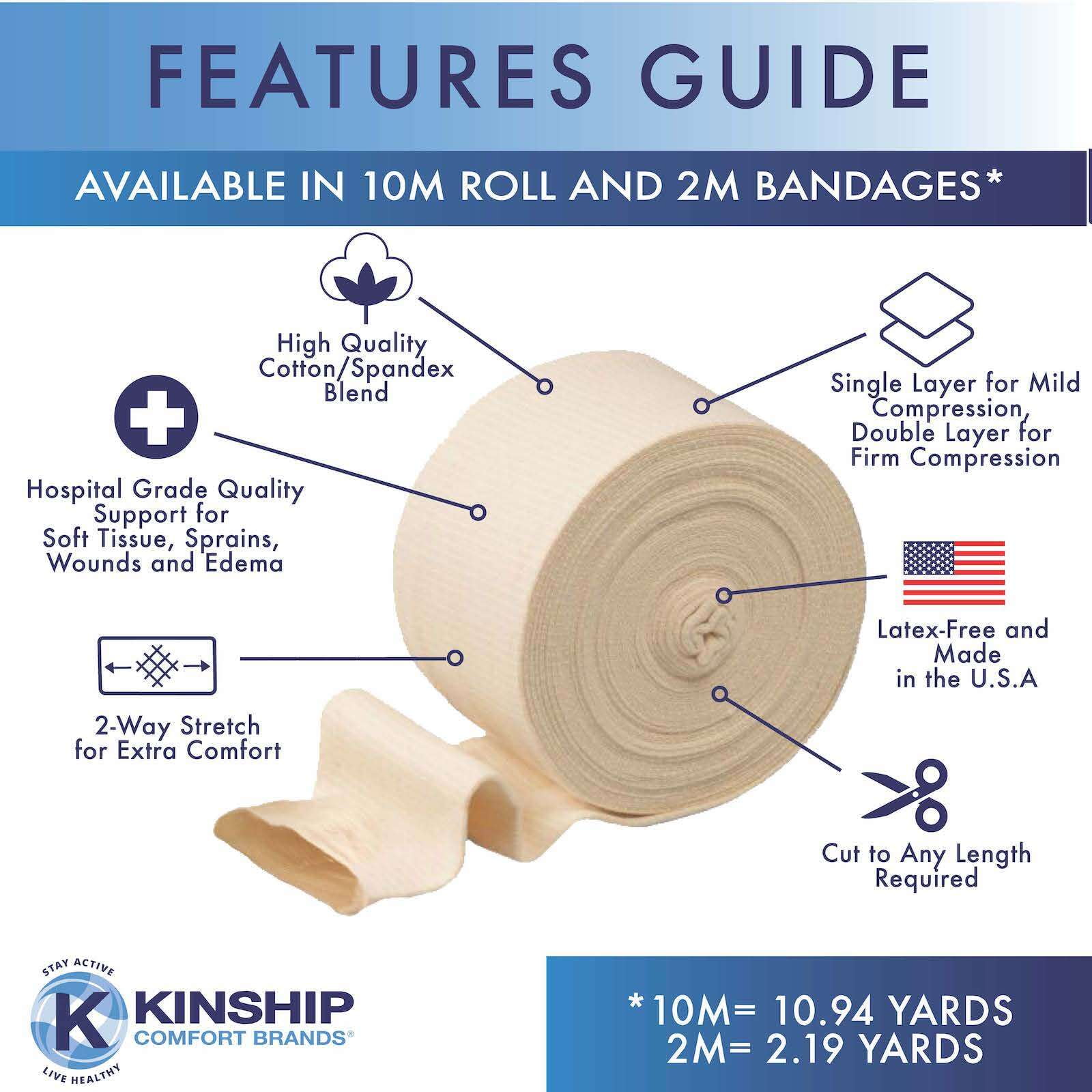KinGrip Tubular Elastic Support Bandages by Kinship Comfort Brands Tubular Bandage Protects Fragile Skin Latex-Free Wound Care for Edema and Lymphedema Support | Made in USA | Size C 2.75”x10 MTR