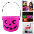 thumbnail image 2 of Halloween Trick or Treat Pumpkin Bucket,Jack O Lantern Candy Basket and Buckets for Trick or Treating,Orange Halloween Pails with Handle for Party Favors Supplies Props,1 PC,Pink, 2 of 9
