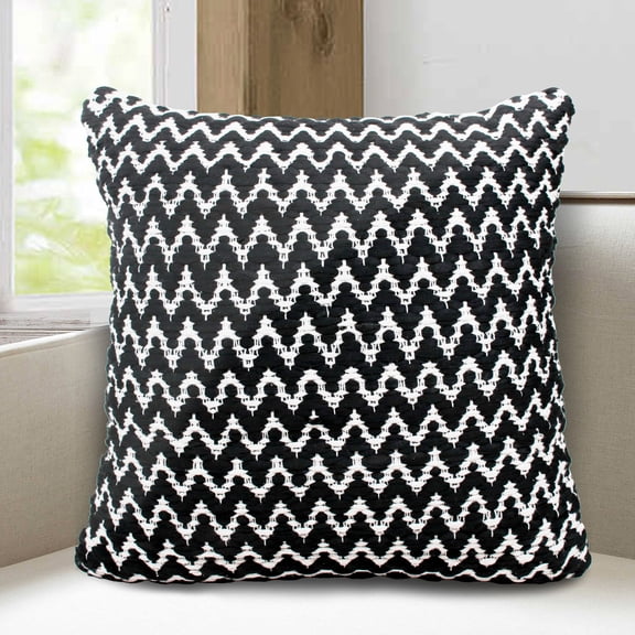 Harlow Hill Black/White Geometric Modern Polyester Blend Throw Pillow Cover, 20" x 20"