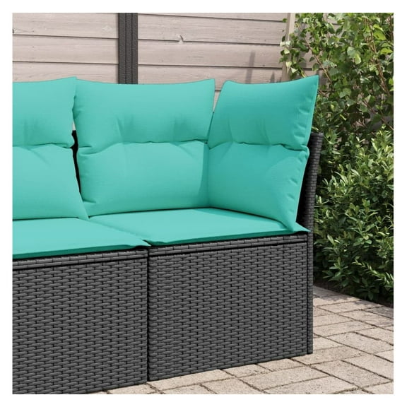 Patio Sofa Corner with Cushions Black Rattan