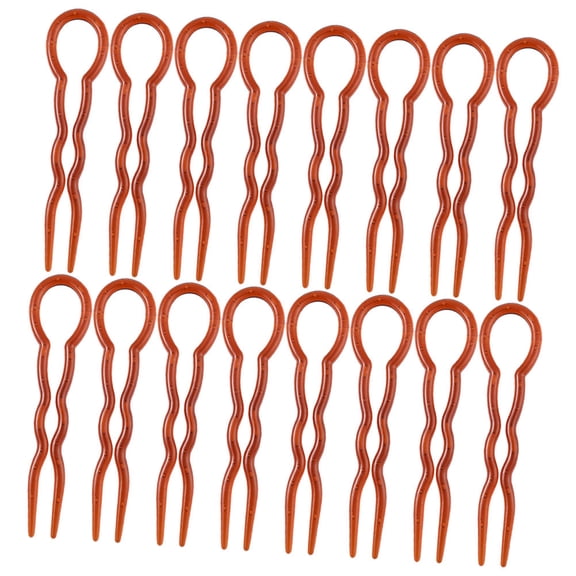 FOLOYORI 24Pcs U Shaped Hairpins for Women Brown Plastic Hair Bun Fork for Dances and Parties