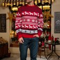 thumbnail image 1 of Suéter Hombres Jerseys básicos Cuello redondo Copo de nieve Elk Patrón Traje de vacaciones (Rojo M) Kuymtek Rojo T M para Hombre, 1 of 9