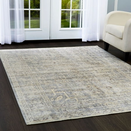 Nicole Miller Designer Area Rugs 970 451 Gray Transitional Medallion Bamboo Silk Rug