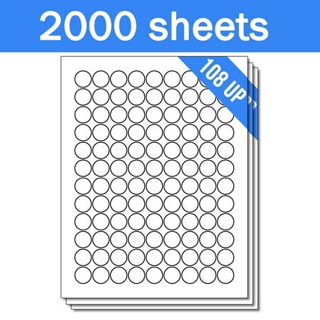 Round Laser Labels - OfficeSmartLabels 3/4 inch Round Labels for Laser Inkjet ( 108 Labels Per Sheet, White, 150 Sheets )