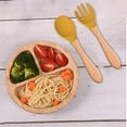 thumbnail image 5 of 4pcs wooden handle silicone spoon fork baby children fork spoon silicone fork spoon long handle fork spoon, 5 of 5