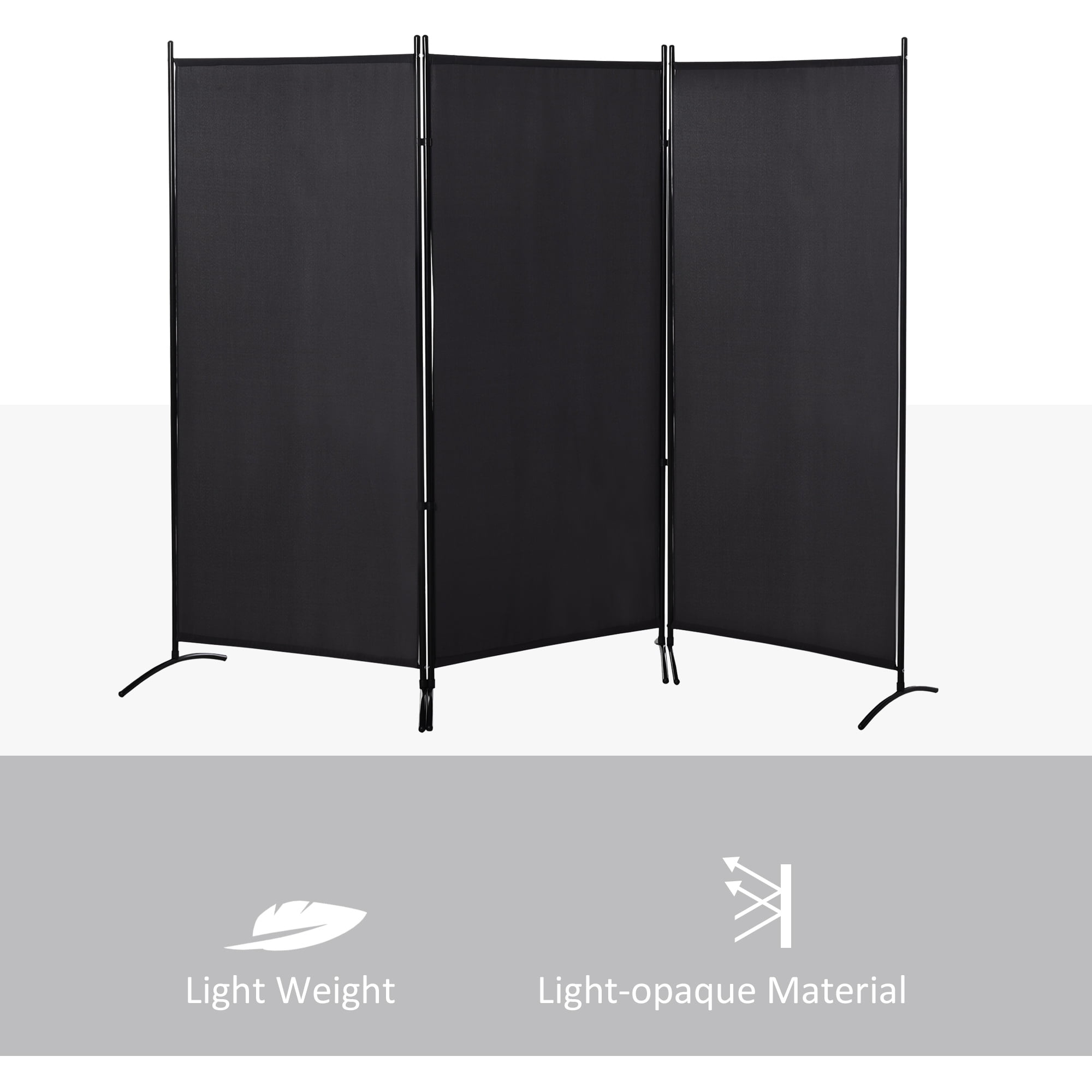 HOMCOM 3-Panel Room Divider Folding Privacy Screen Separator Partition Wall for Indoor Bedroom Office 100" x 72" Black