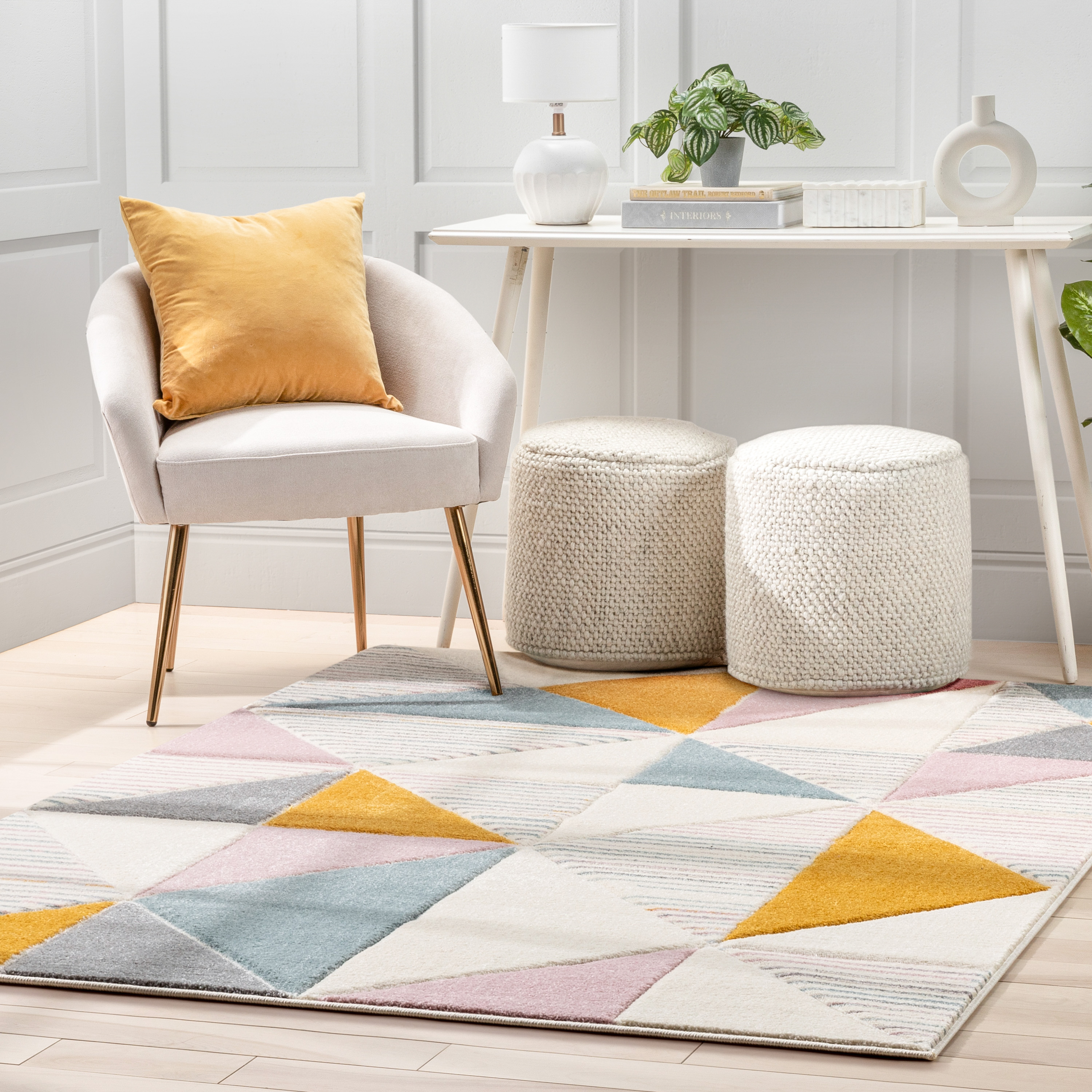 Well Woven Astrid Geometric Area Rug, 8' x 10', Dramatic High-Low Pattern, Easily Matchable Color Palette, Wood Floor Safe Backing