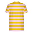 thumbnail image 4 of Men's Tops Stripe Round Neck Short Sleeve Print Casual T-shirt Yellow 2XL, 4 of 5