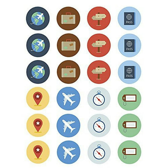 Travel Theme ~ Two Dozen ~ Cupcake Topper ~ Edible Frosting Image