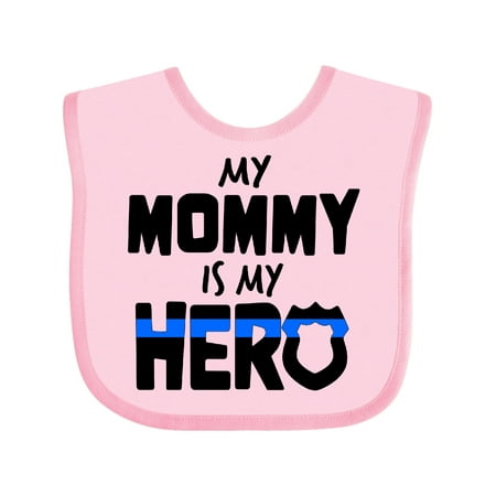 

Inktastic My Mommy is My Hero Police Officer Family Gift Baby Boy or Baby Girl Bib