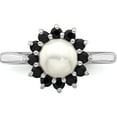 thumbnail image 5 of Sterling Silver Rhod 6mm Fw Cultured Button Pearl & Sapphire Ring (Size 8) Made In India qdx852-8, 5 of 5