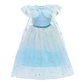 thumbnail image 2 of IBTOM CASTLE Girl Princess Ice Queen Elsa Fancy Dress Up Carnival Cosplay Costume Sequin Snowflake Colorful Tulle Tutu Halloween Christmas Birthday Party Outfit 7-8 Years Gradient Blue, 2 of 8