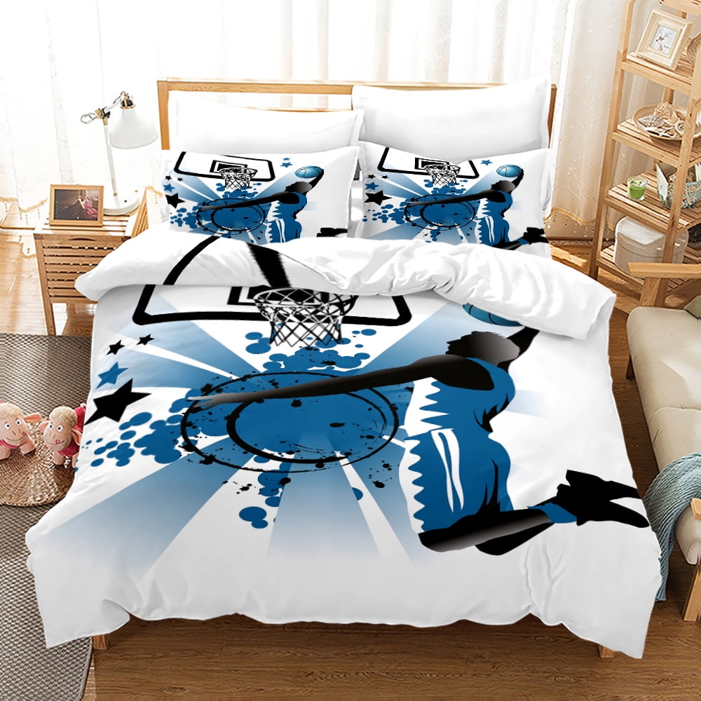 ZJEOQOQ Basketball quilt cover twin size bedding set, Boys Duvet Cover