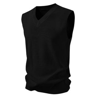 Toptie Men Business V-Neck Knitted Sweater Vest, XXL, Black