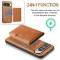 thumbnail image 7 of Detachable Wallet Case for Google Pixel 10 Pro XL Card Slots Holder, Premium PU Leather Magnetic Cover Wireless Charging, Shockproof Removable Flip Kickstand Protective Case, Brown, 7 of 7