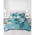 thumbnail image 3 of Teal Floral Marble Twin Size Down Alternative Comforter, Lightweight Comforter Quilt Bedding Set with Pillow Shams Modern Abstract Ink Painted Art All Seasons Bed Comforter Duvet Insert 68"x86", 3 of 7