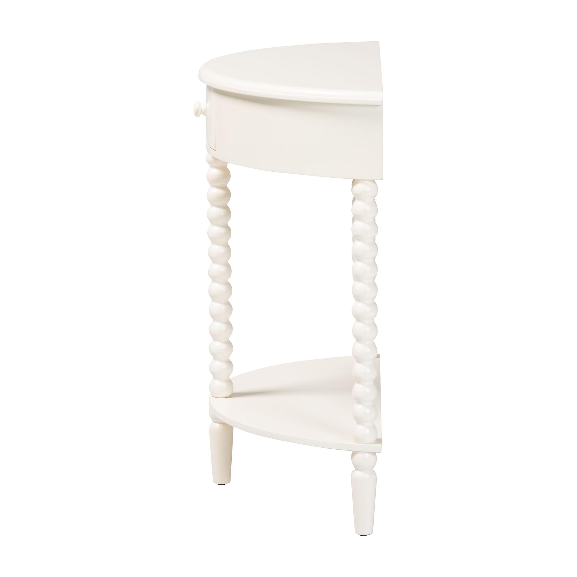 Baxton Studio Raynera Mid-Century Console Table, 1-Drawer, White