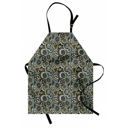 

African Apron Abstract Circles and Triangles Exotic Indigenous Art Design from Primitive Cultures Unisex Kitchen Bib Apron with Adjustable Neck for Cooking Baking Gardening Multicolor by Ambesonne