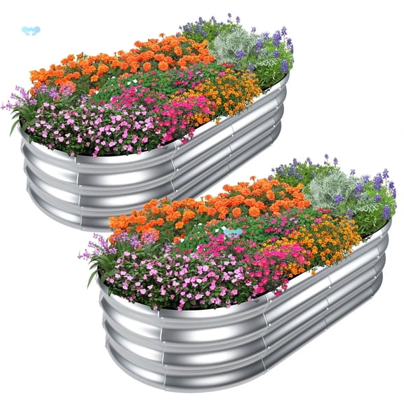 Galvanized Raised Garden Bed, 4x2x1ft Durable Metal Planter Raised Beds for Gardening, Garden Planter Box Outdoor, 2 Pack