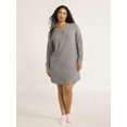 thumbnail image 4 of Joyspun Women's Velour Henley Sleep Shirt and Socks Set, 2-Piece, Sizes XS-3X, 4 of 6