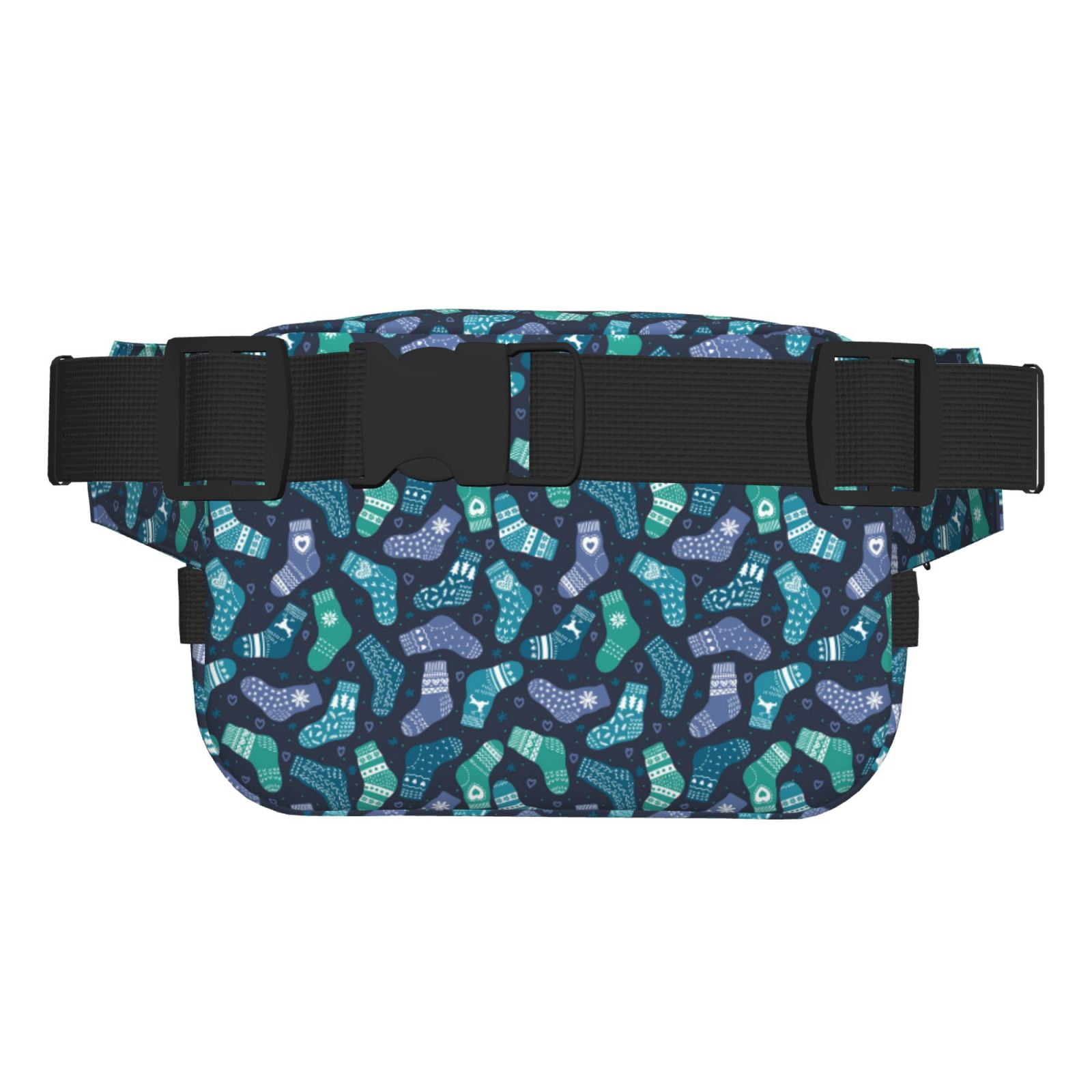 Kdxio Green Christmas Print Socks Crossbody Double Layer Waist Bag Belt Bag for Unisex Fanny Pack Fashion Waist Packs for Hiking Running Shopping Traveling