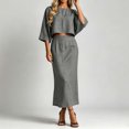 thumbnail image 6 of Hueook Elegant Dress for Women Crew Neck 3/4 Sleeve Straight Fit Casual Midi Dress Gray XL, 6 of 8