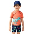 thumbnail image 4 of LRen Toddler Boy Swimsuit Boys Swim Set 2 Piece Short Sleeve Boys Swimming Shirt Trunks Rash Guard Bathing Suits, 4 of 4