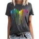 thumbnail image 1 of Camisetas de Manga Corta para las Mujeres Impresas Cuello Redondo Casual Camiseta, 95% Poliéster 5% Spandex Vintage Ligero Top para Diario, Fiesta Y Primavera, 1 of 5