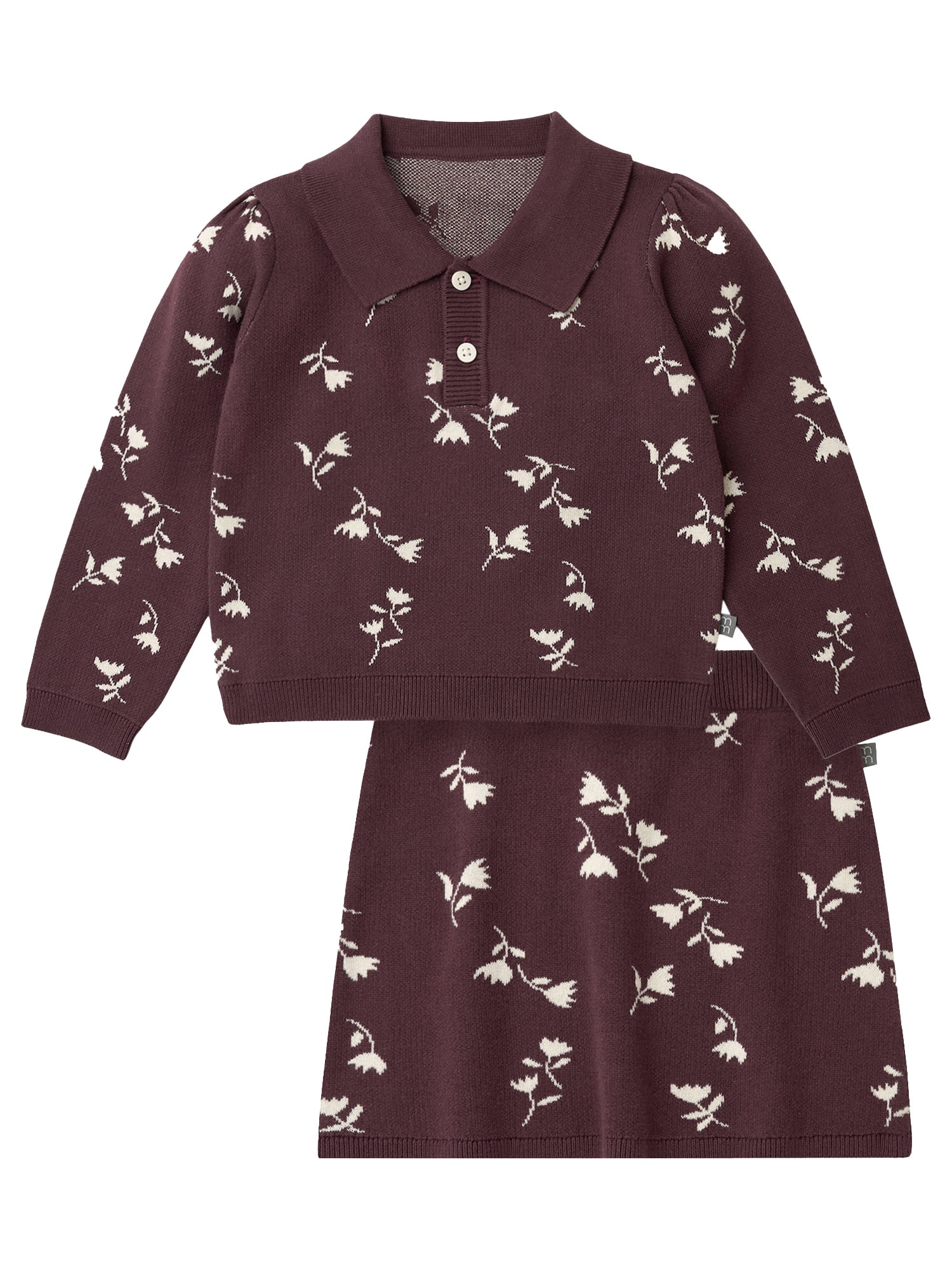 Modern Moments by Gerber Toddler Girl Jacquard Sweater and Skirt Set, 2-Piece, Sizes 12 Months - 5T