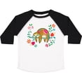 thumbnail image 3 of Inktastic Sloth Cute Girls Flowered Girls Toddler T-Shirt, 3 of 5