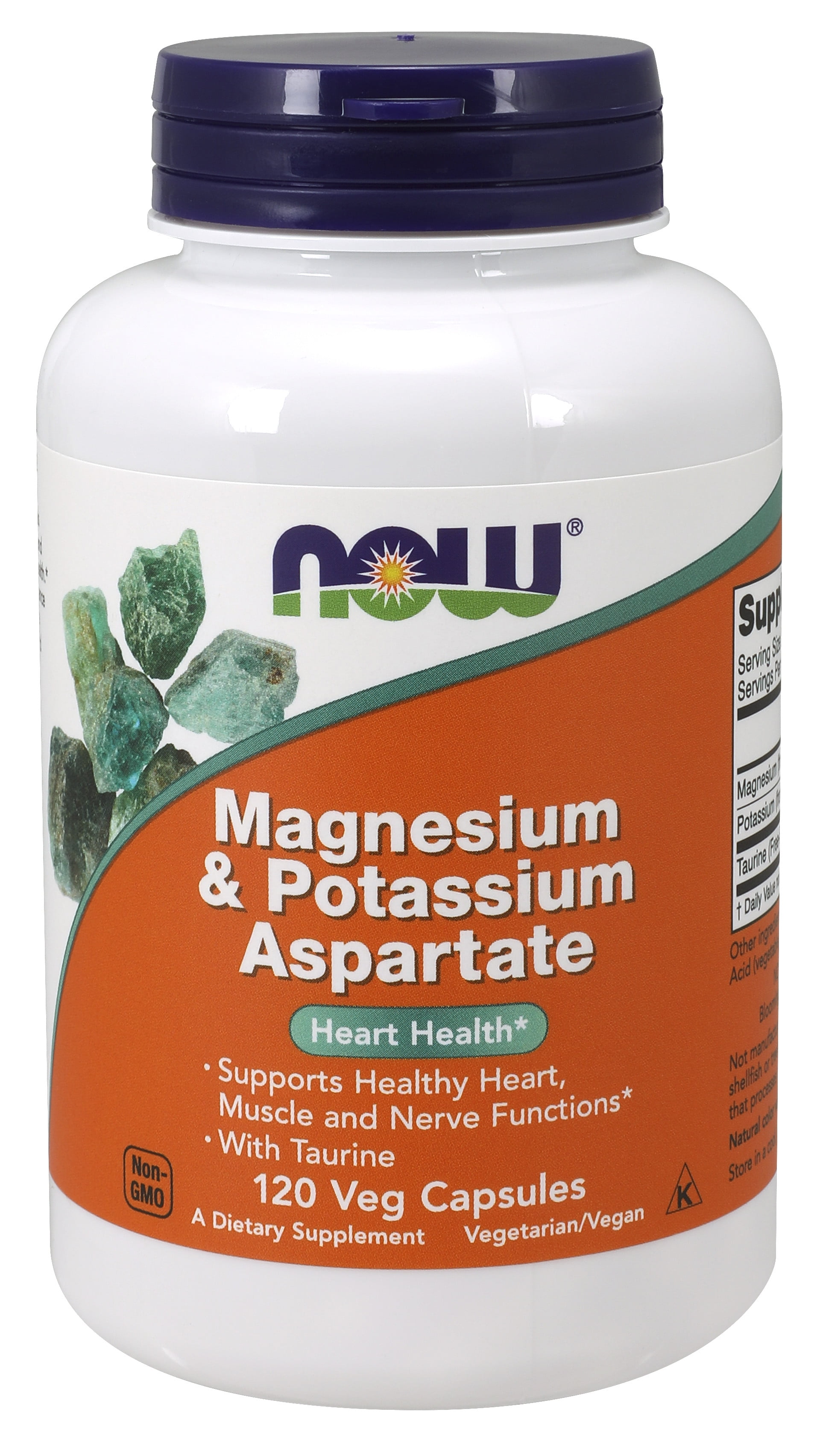 NOW Supplements, Magnesium & Potassium Aspartate with Taurine, Heart