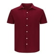 thumbnail image 4 of Men's Casual Shirts Wrinkle-Free Untucked Short Sleeve Button Down Shirts Textured Vacation Summer Beach Wedding Tops, 4 of 7