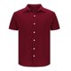 thumbnail image 4 of Blusa y camisa de manga corta con cuello vuelto para hombre, color liso, informal, holgada, con botones, de poliéster, 4 of 7