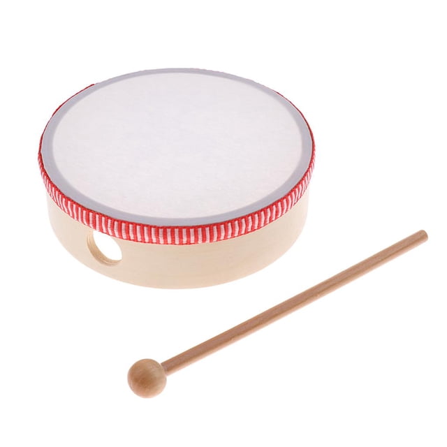 tambor de 6 pulgadas con mazo para juguetes de aprendizaje de bebés y de 6 pulgadas shamjiam Juguetes de tambor de la mano de los niños