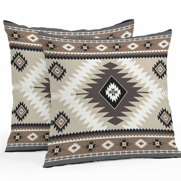 Aztec Southwestern Outdoor Waterproof Pillow Covers 20x20 Pack of 2 Ethnic Tribal Style Geometric Brown Decorative Outdoor Pillow Covers Square Cushion Cases for Patio Furniture Pergola Couch