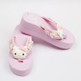 thumbnail image 1 of Songao-Sandalias de Hello Kitty para mujer, zapatillas sencillas con dibujos animados de Anime, tacón de cuña, pies de Clip, suela gruesa, antideslizantes, color rosa, novedad de 2022, 1 of 3