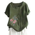 thumbnail image 1 of Blouses pour Femmes, T-Shirt à Manches Courtes et Col Rond d'Été pour Femmes, Mode Décontractée Imprimée avec Boutons, 1 of 3