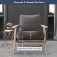 thumbnail image 3 of BELLEZE Maximus Accent Chair Wood Frame Linen Arm Chair, Dark Grey, 3 of 7
