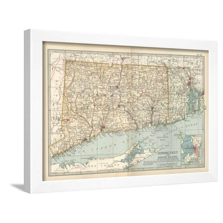 - Plate 68. Map of Connecticut and Rhode Island Framed Print Wall Art By Encyclopaedia Britannica
