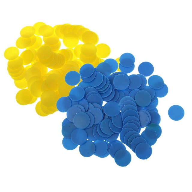 200 fichas contadoras de fichas de plástico, colores mezcdos de 18 mm (amarillo, azul) para fichas de juego de fichas de bingo Baoblaze Contadores de juegos de mesa