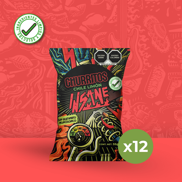 12 Pack Churros Chile Limón 55g c/u