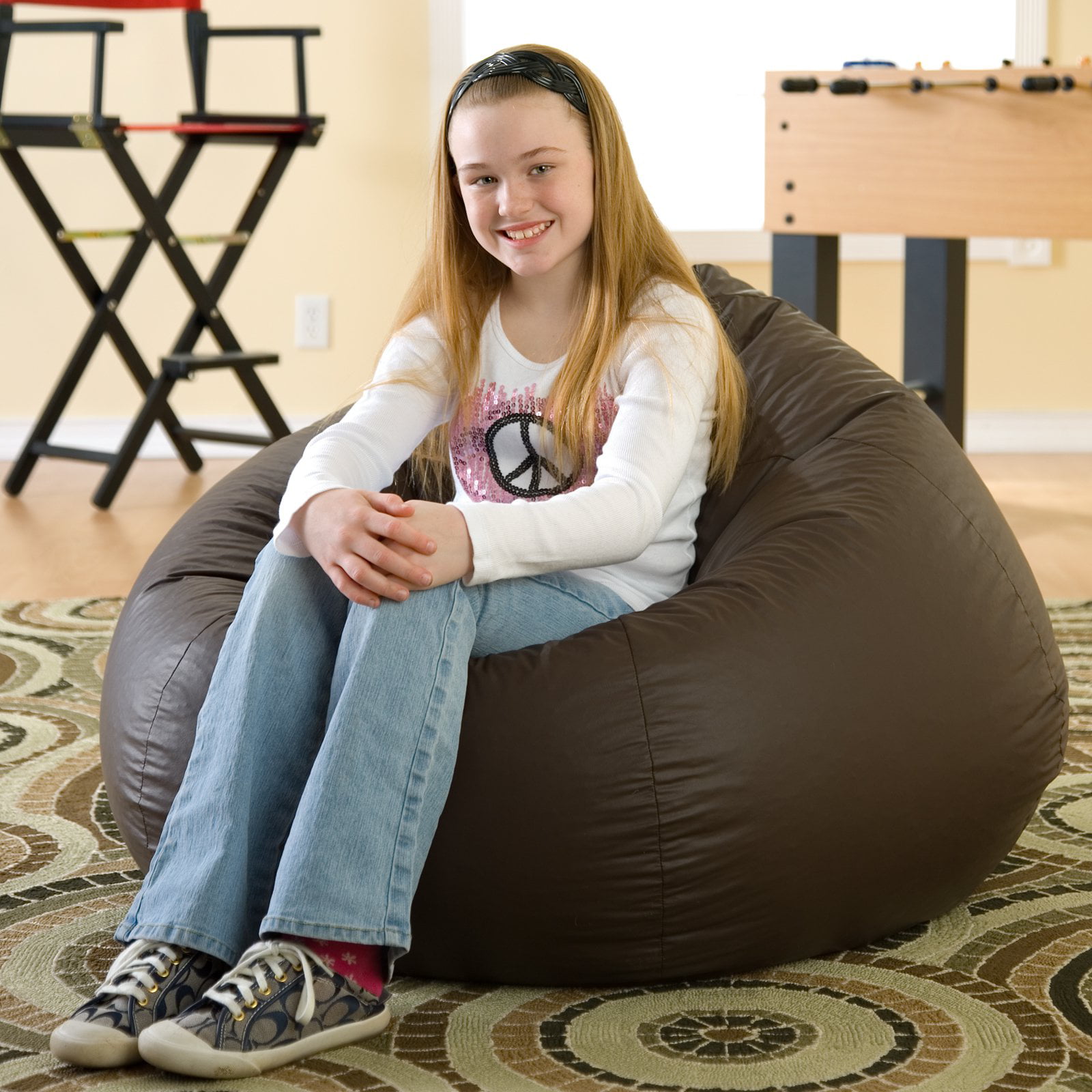 Extra Large Faux Leather Bean Bag Chair, Faux Leather Bean Bag Cover
